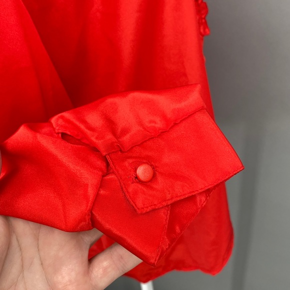 Vintage‎ Map Say NY Red Floral Vampy Blouse Women’s Med Large Button Up Western - Picture 8 of 15